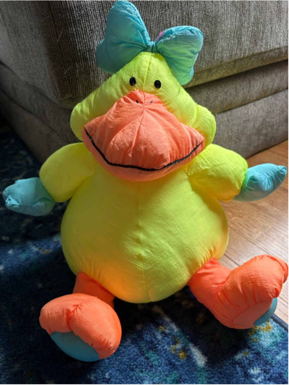 Vintage Stuffins Neon Duck Plush